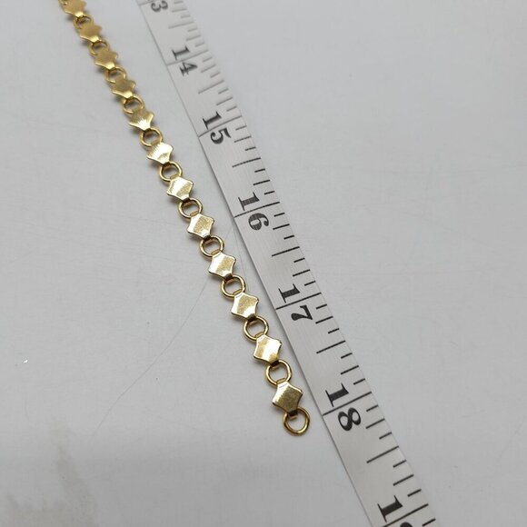 Gold Tone Statement Geometric Bib Necklace With Hexagonal Chain Teardrop Design - Picture 6 of 6